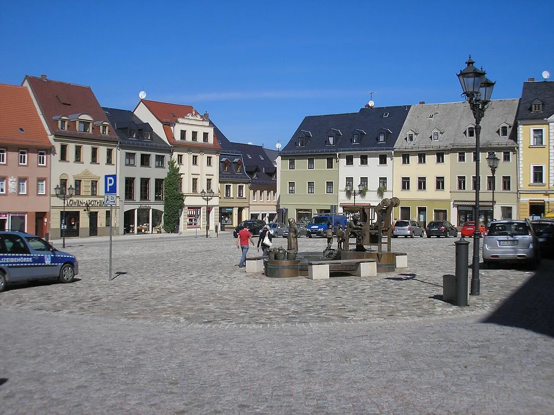 Der Marktplatz in Glauchau (Sachsen).