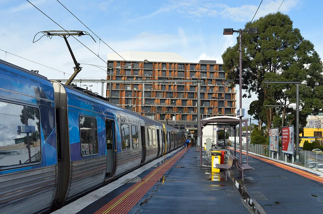 The station in May 2014 with the 'Ikon' development in the background.