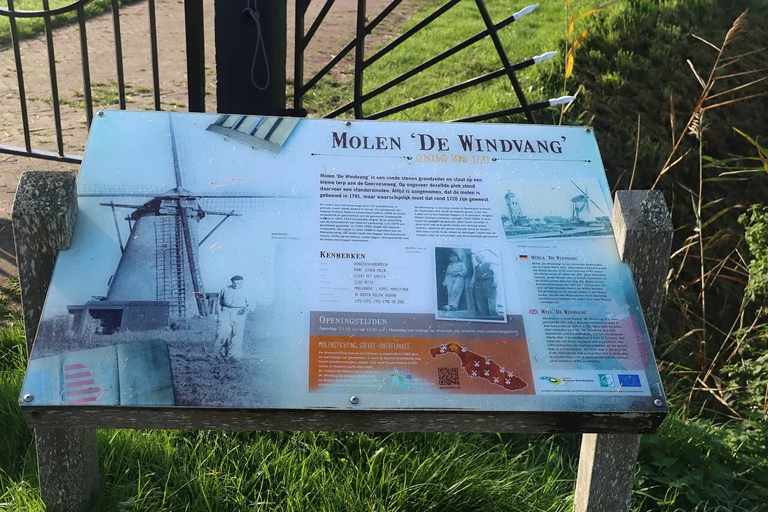 Informatiebord van molen de Windvang in Goedereede