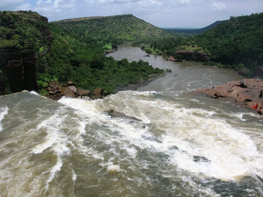 A view of Ghataprabha river from Hanging bridge at Gokak Falls