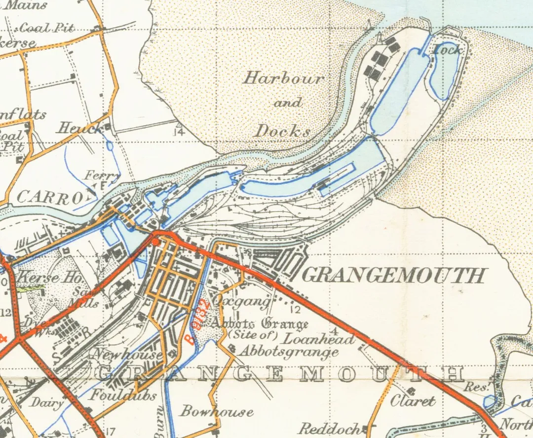 map of Grangemouth  1 inch to the mile scale scanned at 900 DPI