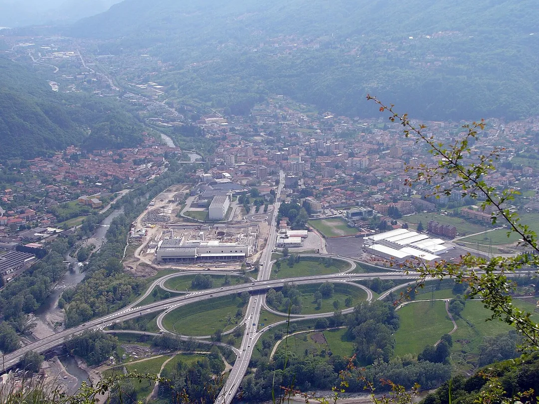 Panoramic View of Gravellona Toce - Italy taken from the summit of Mont’Orfano