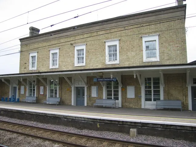 The station building at Great Chesterford railway station, viewed from the opposite platform