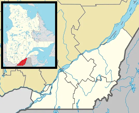 Map of southern Québec Province within Canada, for use in location map templates.