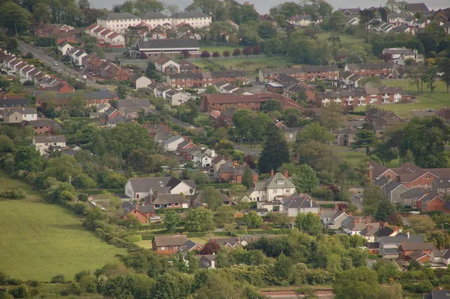 Greenisland seen from Knockagh Greenisland, although part of the borough of Carrickfergus, is very much part of greater Belfast.  This is Greenisland as seen from the war memorial at Knockagh.  The Station Road runs from top left to bottom right.