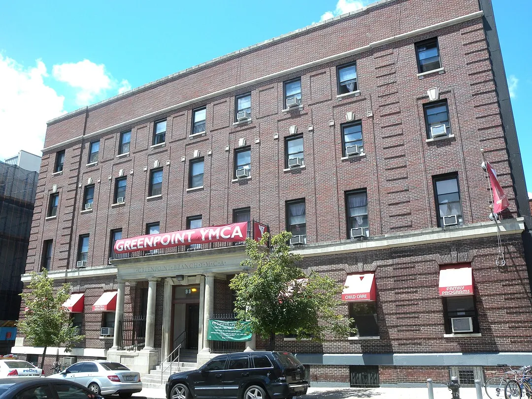 Looking northwest at YMCA on a sunny midday.