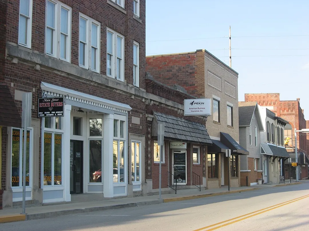 Buildings on the northern side of the 300 block of W. Main Street in downtown Greenwood, Indiana, United States.  This block is part of the Greenwood Commercial Historic District, a historic district that is listed on the National Register of Historic Places.