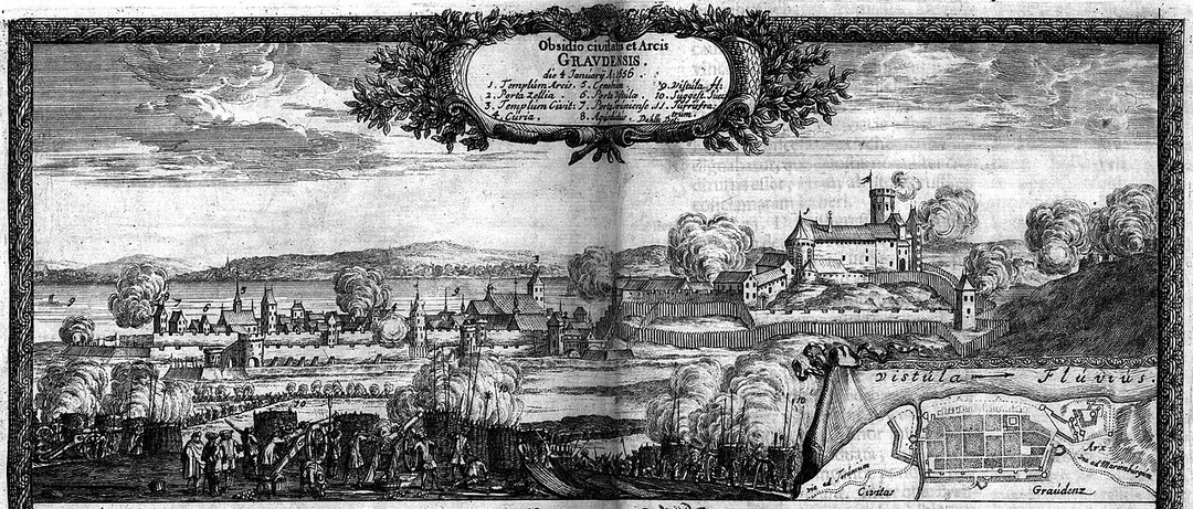 en:Grudziądz, 1656 during Polish-Sweden war

Samuel Pufendorf: Samuelis liberi baronis de Pufendorf De rebus a Carolo Gustavo Sveciae rege gestis commentariorum libri septem, elegantissimis tabulis aeneis exornati, cum triplici indice. Norimbergae : sumptibus Christophori Riegelii : literis Knorzianis, 1696