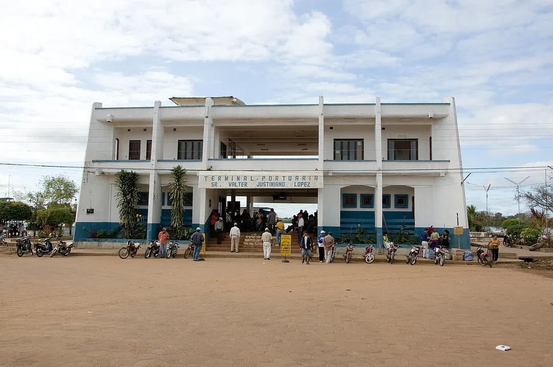 Guayaramerín, Beni, Bolivien. Passagierhafen für die Überquerung nach Guajará-Mirim, Rondônia, Brasilien