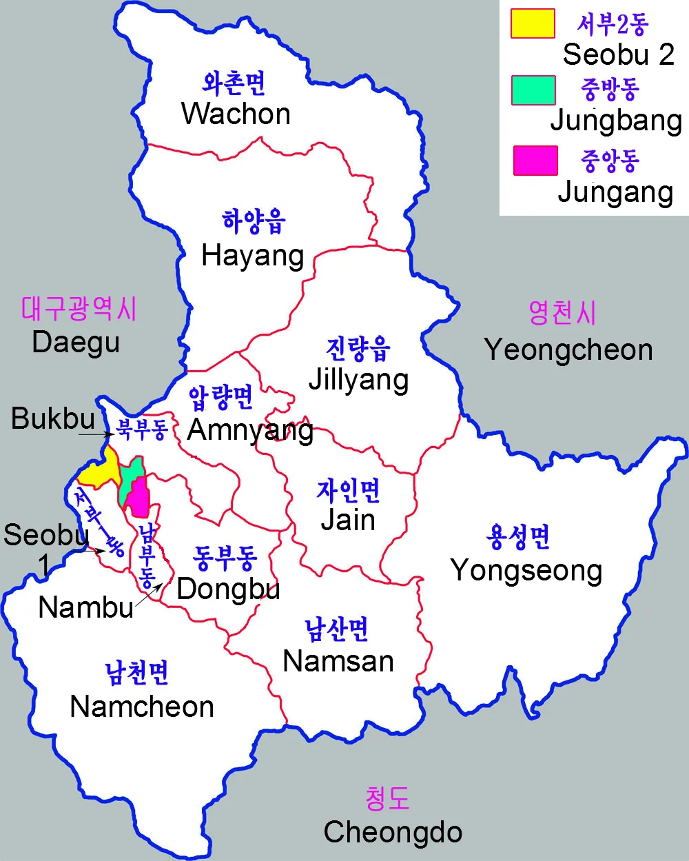 Administration map of Gyeongsan