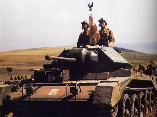 Polish 1st Armoured Division tanks Mk VI Crusader in Haddington, Scotland, Great Britain 1943.