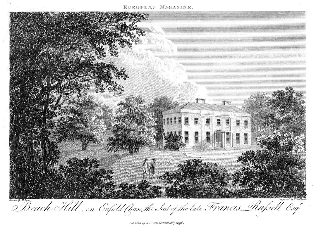 Beech Hill Park, Hadley Wood as illustrated in European Magazine, 1 July 1796.