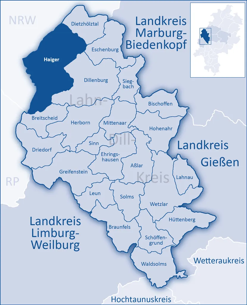 The map shows a district in the area of Lahn-Dill-Kreis