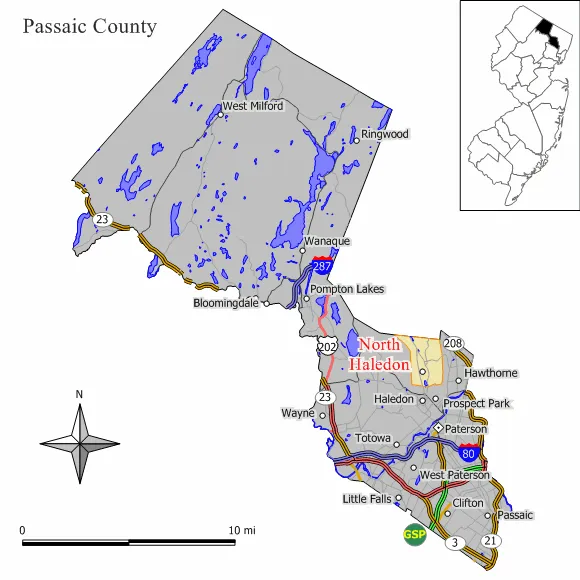 Map of North Haledon in Passaic County, New Jersey.
