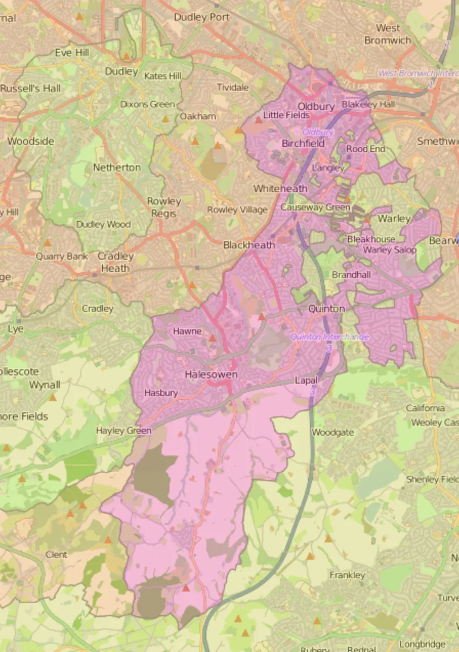 This exclave demonstrates extremely complex county boundaries.