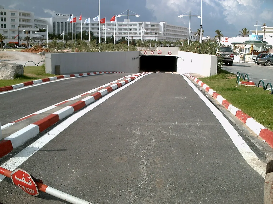 Underground parking in the harbour of Yasmine-Hammamet, Tunisia