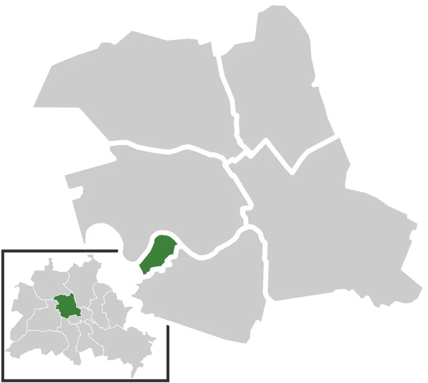 Location of Hansaviertel subdistrict, created in 201,  within district Mitte of Berlin, Germany