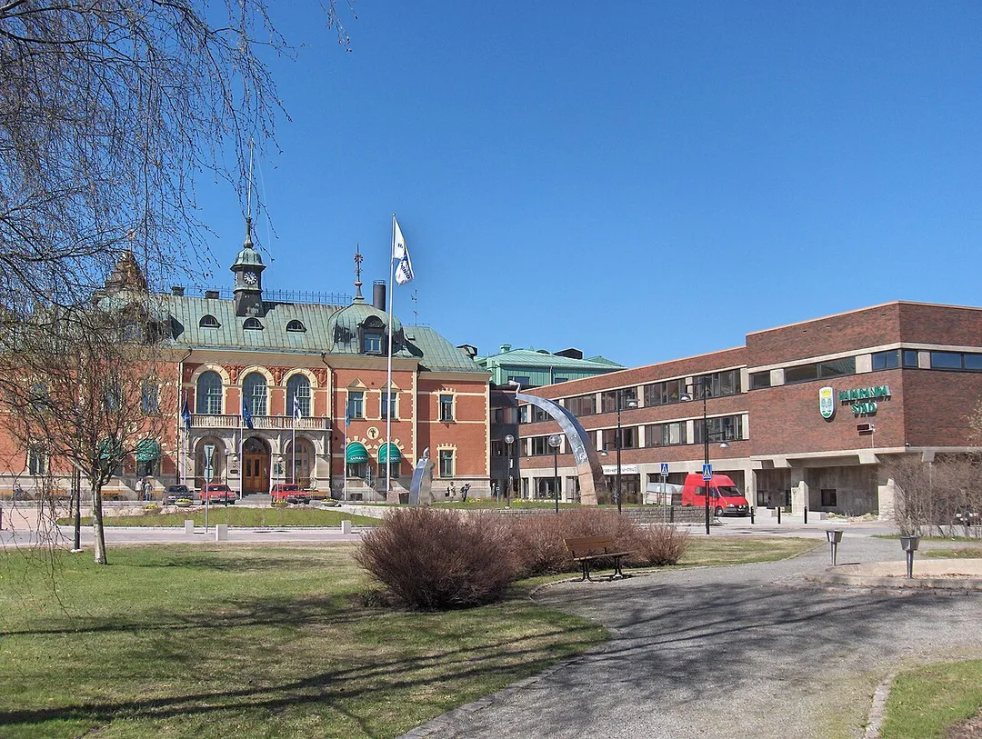 Haparanda Hotel (left) and the City Hall (right), Haparanda, Sweden