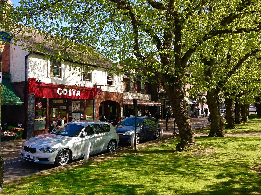 Costa Coffee Harpenden Town Centre during Spring