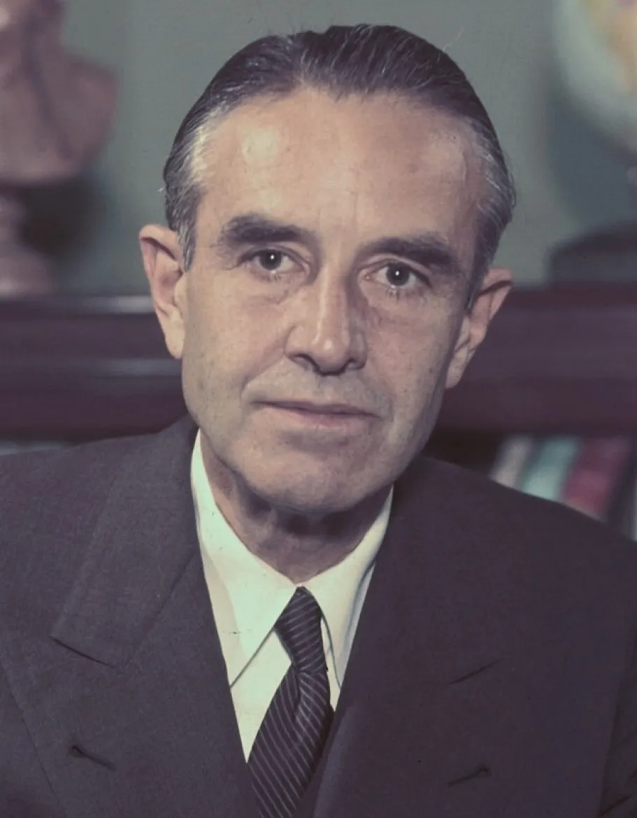 Desk portrait of W. Averell Harriman, 1952 (Color corrected by -50 on the C-R scale and -20 on the Y-B scale)