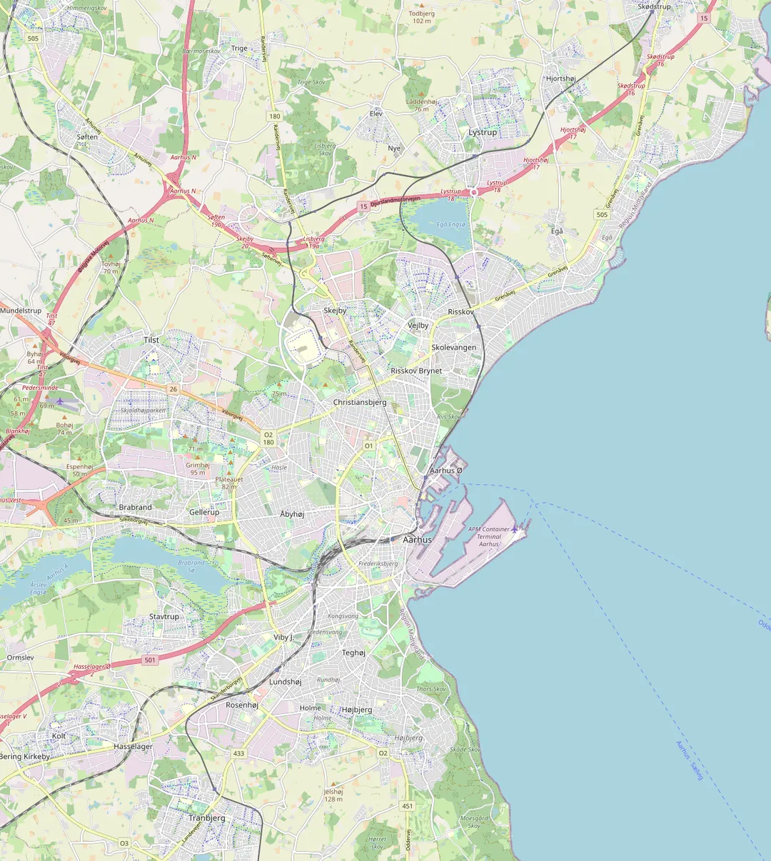Kort over Aarhus.
N 56.2643
S 56.0812
Ø 10.3484
V 10.0539


 This file is licensed under the Creative Commons Attribution-Share Alike 2.0 Generic license.
You are free:
to share – to copy, distribute and transmit the work
to remix – to adapt the work
Under the following conditions:
attribution – You must give appropriate credit, provide a link to the license, and indicate if changes were made. You may do so in any reasonable manner, but not in any way that suggests the licensor endorses you or your use.
share alike – If you remix, transform, or build upon the material, you must distribute your contributions under the same or compatible license as the original.https://creativecommons.org/licenses/by-sa/2.0CC BY-SA 2.0 Creative Commons Attribution-Share Alike 2.0 truetrue