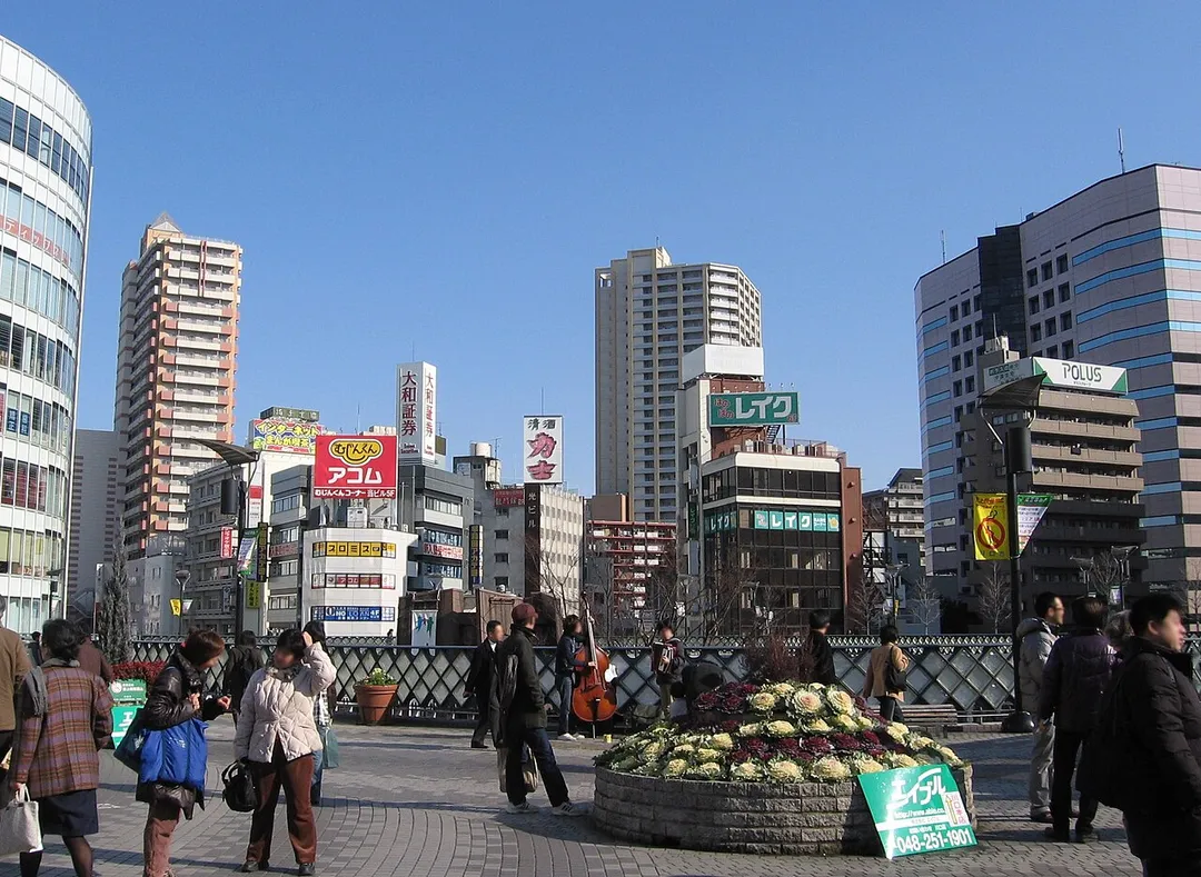 this is the view of in front of KawagutiStation,Japan which is also the scenery of Honcho,Kawaguchi,Japan.
