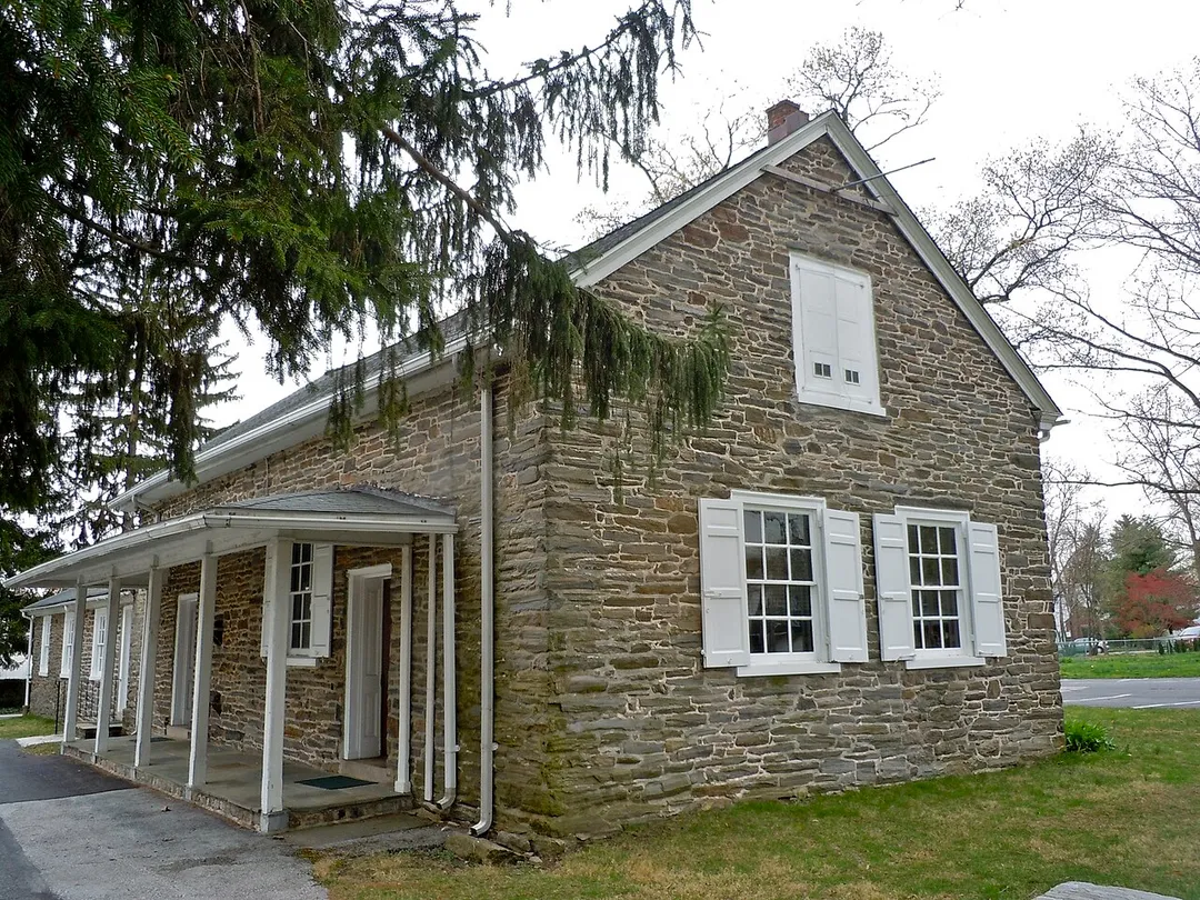 Old Haverford Friends' Meeting. PHMC state historical marker dedicated on Friday, October 24, 1975. At SR 1005 (E. Eagle Rd.) at St. Denis Ave., Havertown, Delaware County, Pennsylvania.  39.991°N 75.3048°W Historical themes: Religion, William Penn.  Quaker meeting founded 1683, but earliest part of current building built 1700. William Penn visited in 1699.