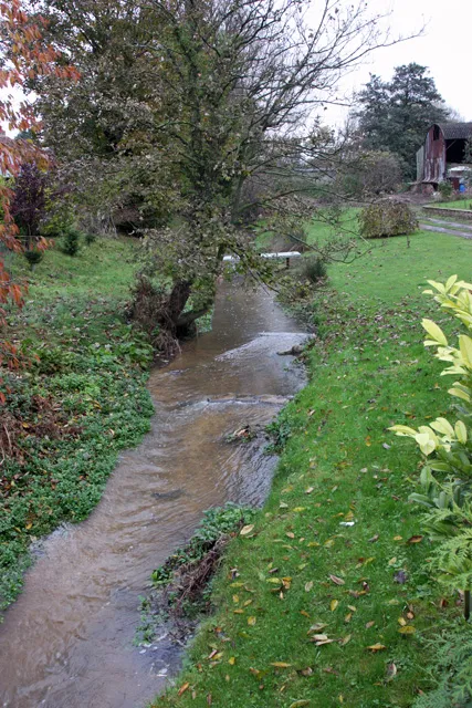 Hayton Beck, Hayton, East Riding of Yorkshire, England.Looking northeast from the A1079 bridge over the beck.