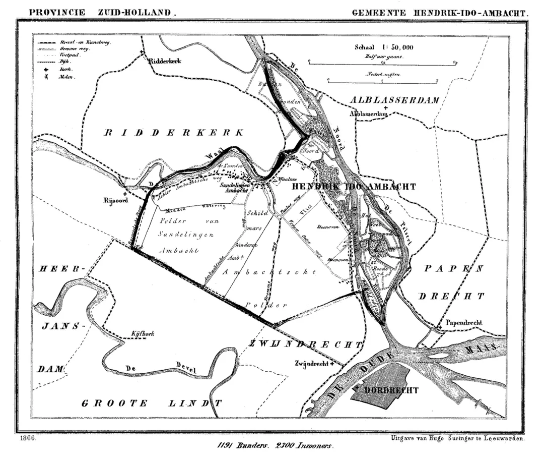 Historic map of Hendrik Ido Ambacht, the Netherlands