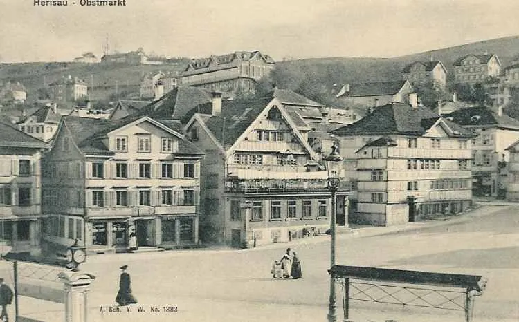 Postcard of Herisau (capital of the Swiss canton of Appenzell Ausserrhoden) at the beginning of the 20th century
