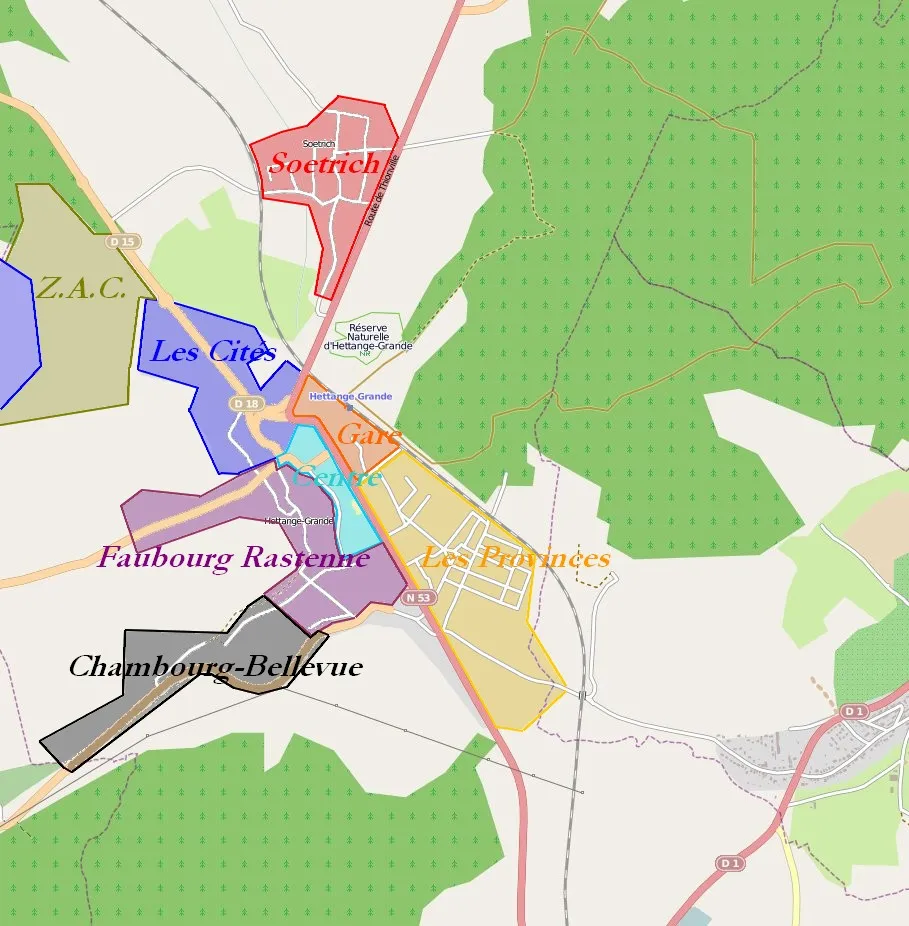 Plan approximatif d'Hettange-Grande (57)