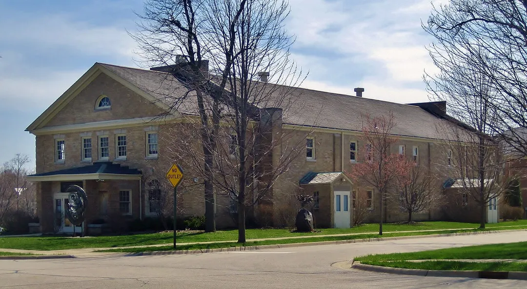 Theatre, Building 180 in the Fort Sheridan Historic District, a national landmark district (1932). Once the movie theater for troops stationed at the army base, it is now the studio for Julie Rotblatt-Amrany and Omri Amrany, who are best known for the sculpture of Michael Jordan outside of the United Center.