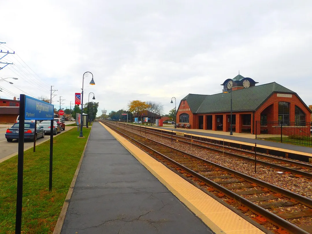 Highwood station on the Metra in Highland Park, Illinois.