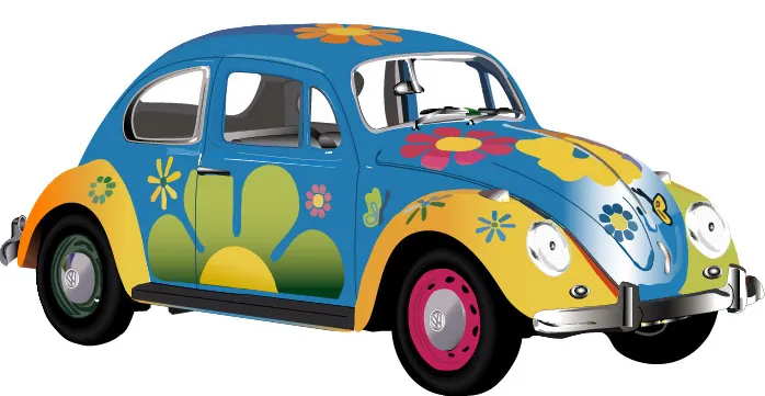VW Bug - Flower Power Hippie Paint Job