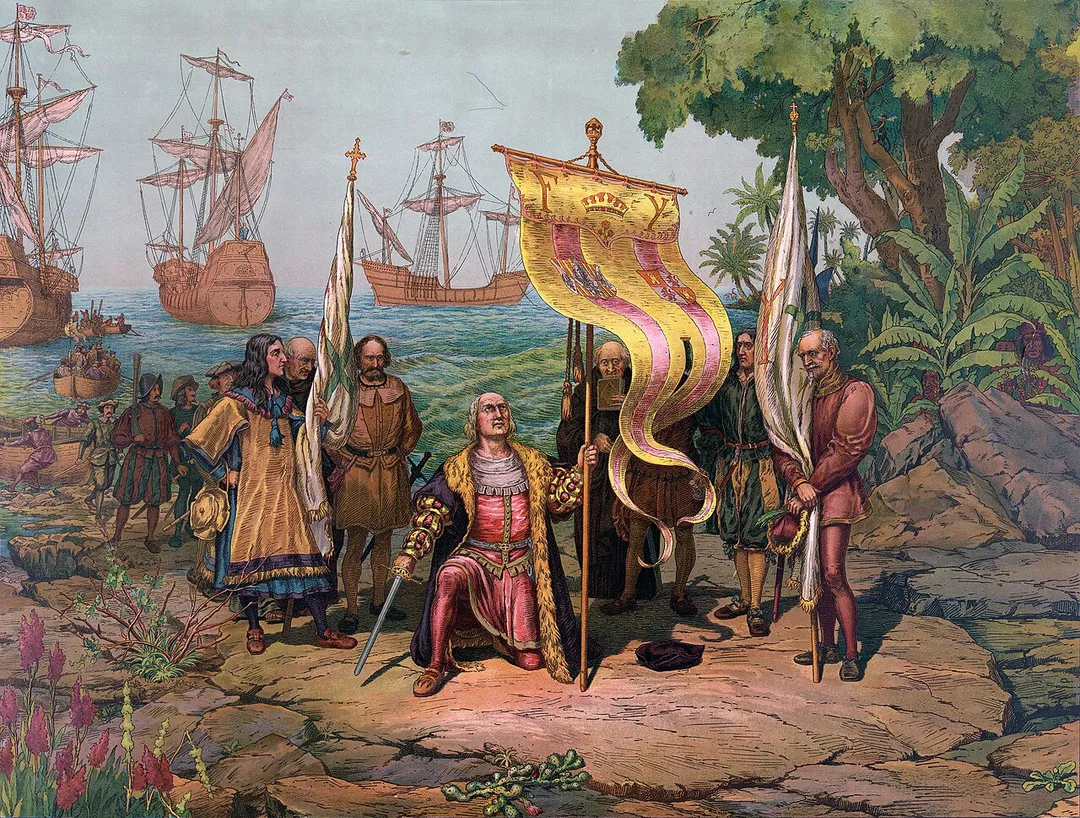 Columbus taking possession of the new country