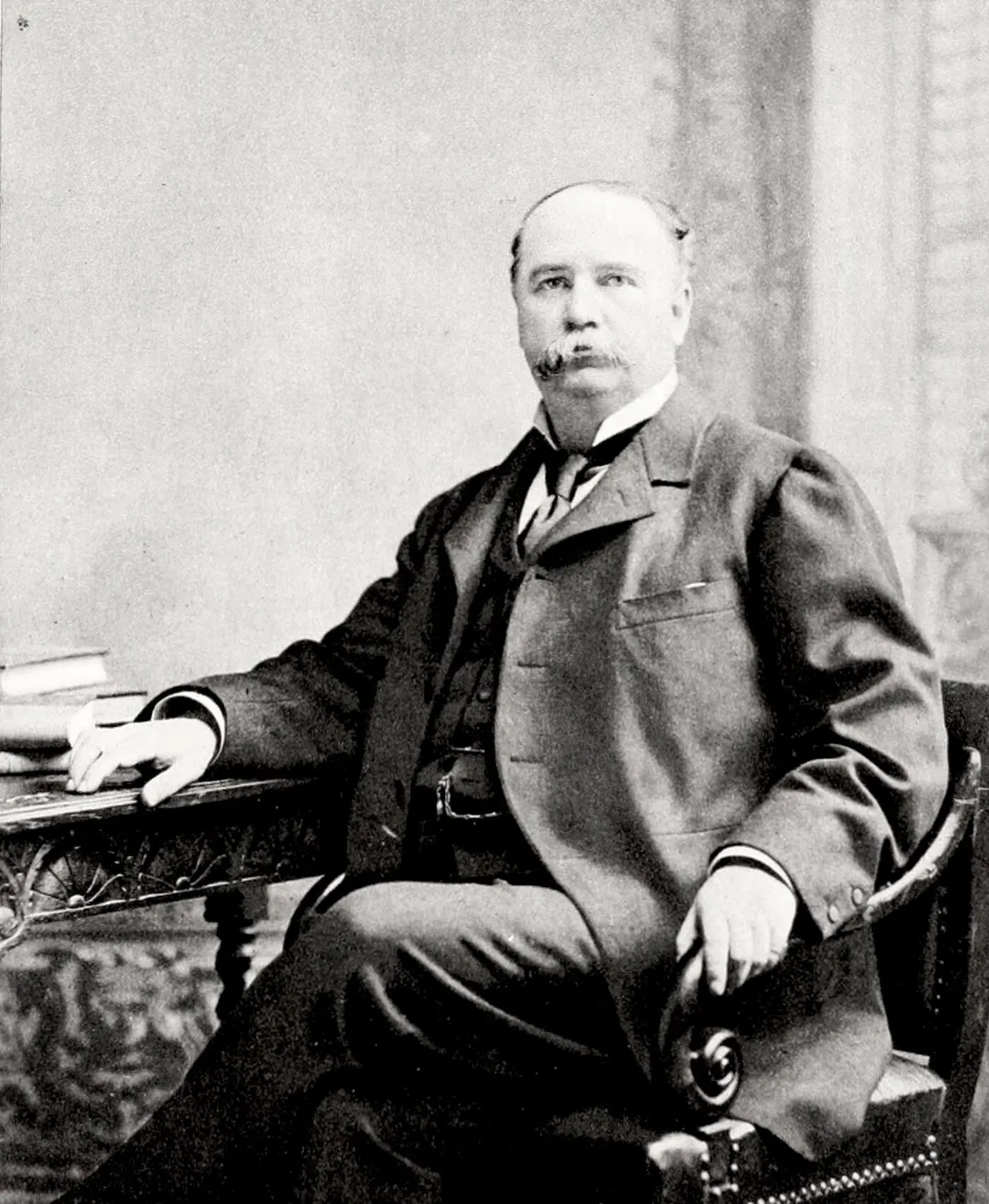 Garret Hobart, future Vice President of the United States, at his desk.