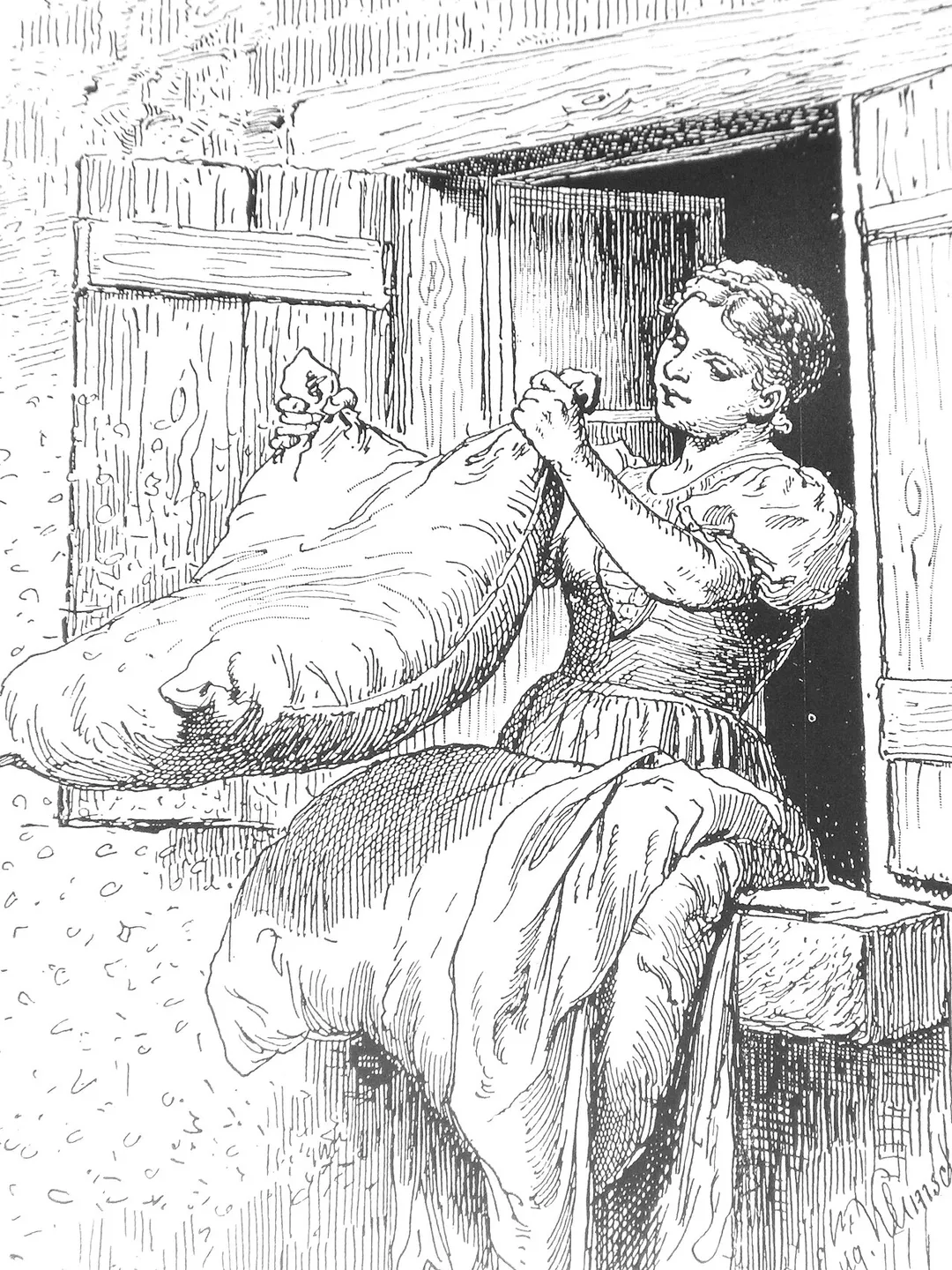Goldmarie aus dem Märchen "Frau Holle"
Illustration von Hermann Vogel (1854-1921)
