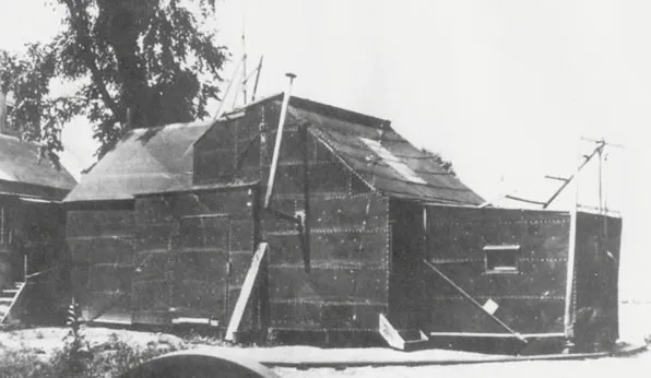 Photograph of Thomas Edison's film studio (the first in the world), the Black Maria, ca. 1893–1900
