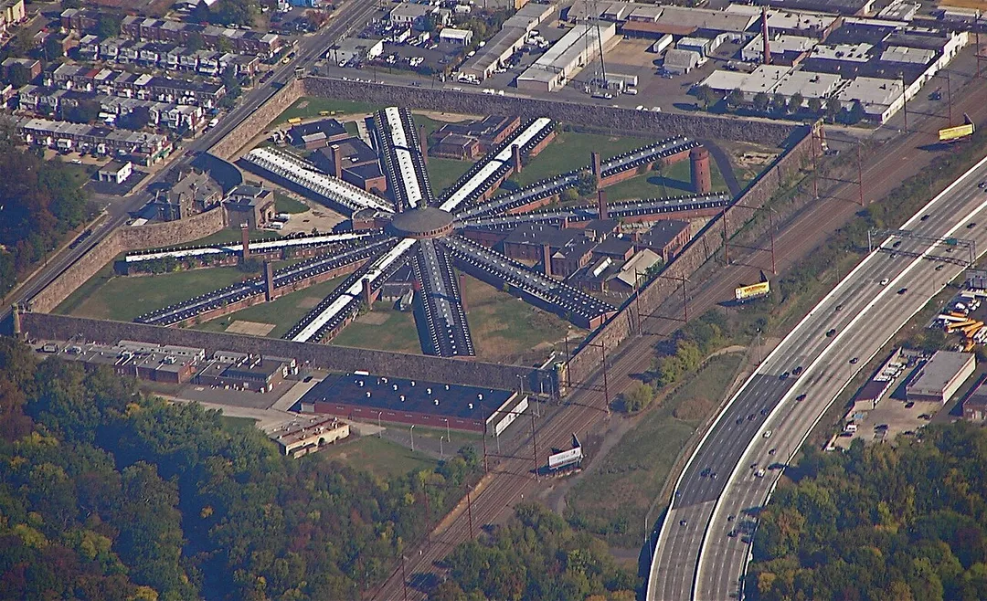 Holmesburg Prison seen from the air; Philadelphia, Pennsylvania; October 2007.