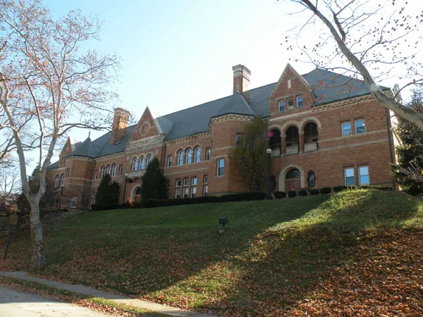 Picture of the Carnegie Library of Homestead, which is located at 510 East 10th Avenue in the Homestead Historic District in Munhall, Pennsylvania, on November 8, 2009.  The library was built from 1896 to 1898.  Architects:  Alden and Harlow.  The library was dedicated by Andrew Carnegie on November 5, 1898.