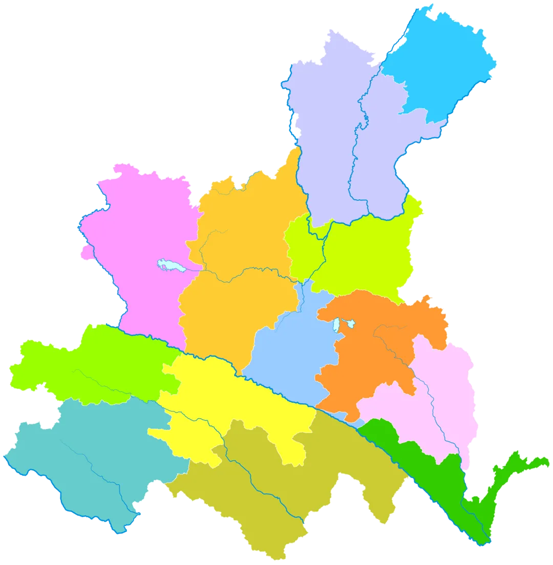 administrative divisions of Honghe Hani and Yi Autonomous Prefecture, Yunnan, China