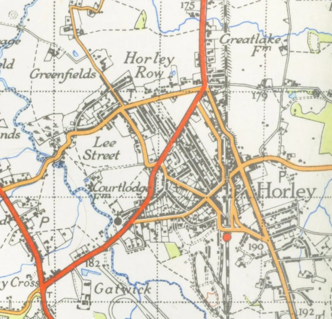 Map of Horley from 1946 scale 1 inch to the mile scanned at 600DPI