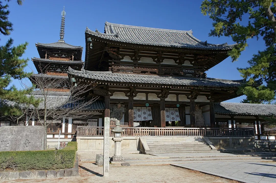 Inner Gate of Hōryū-ji is a Japan's National Treasure. Hōryū-ji is a Buddhist temple in Ikaruga, Nara prefecture, Japan. It was registered as part of the UNESCO World Heritage Site "Buddhist Monuments in the Hōryū-ji Area".