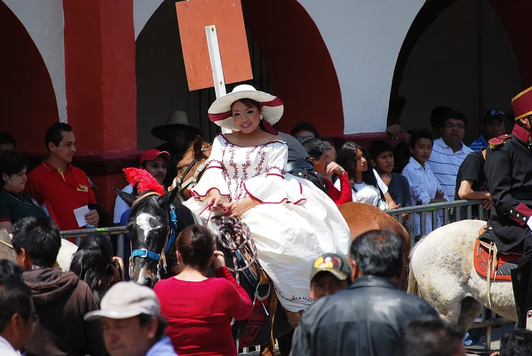 The corregidor's daughter during opening ceremonies of the 2011 Huejotzingo Carnival in Puebla, Mexico