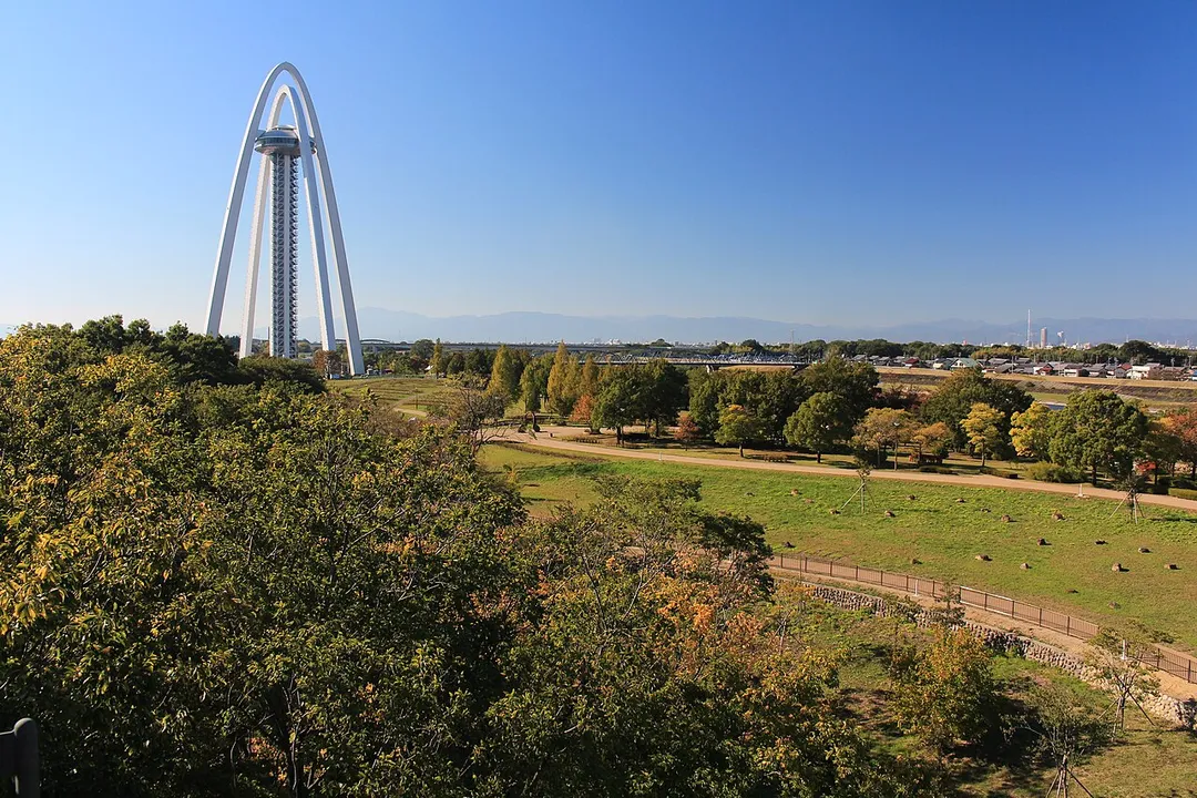 138 Tower Park seen from Jukan Tower in Ichinomiya, Aichi prefecture, Japan.