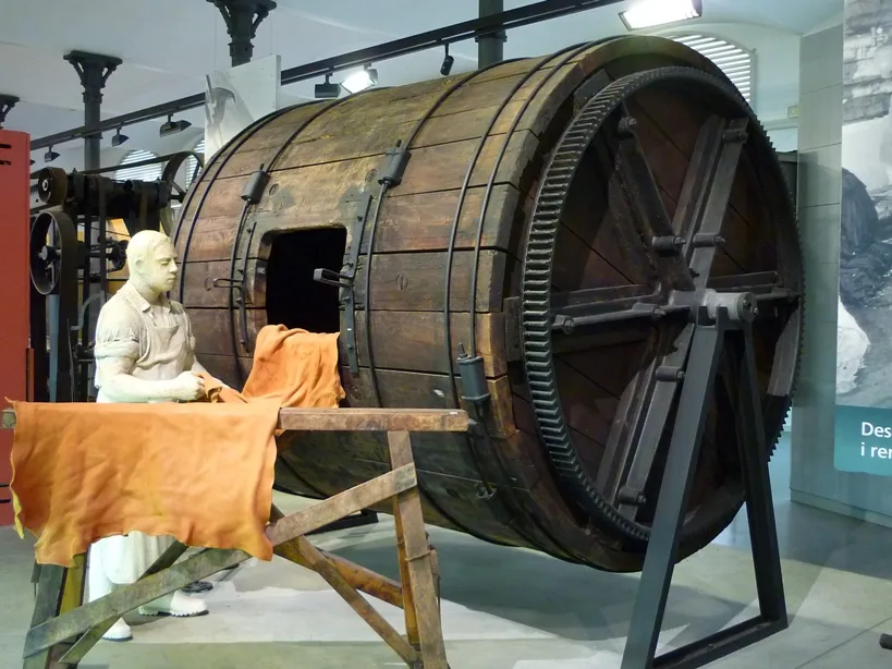 Igualada Leather museum. Barrel for leather tanning.