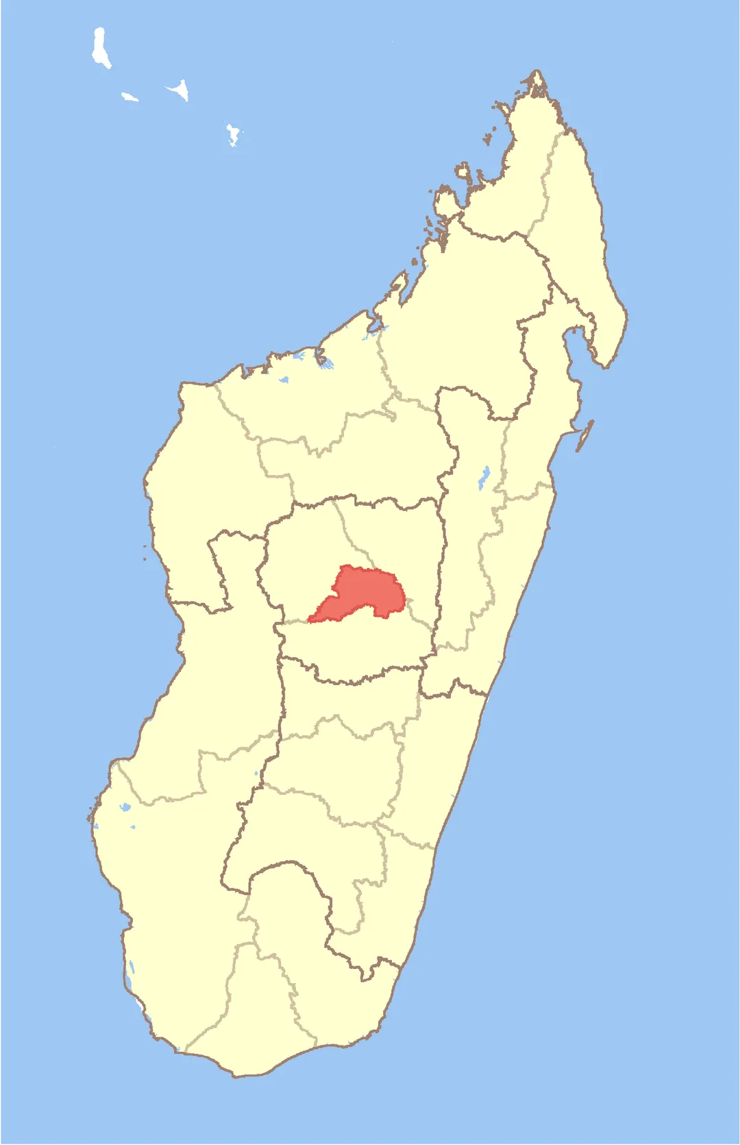 Map of Madagascar with Itasy Region highlighted