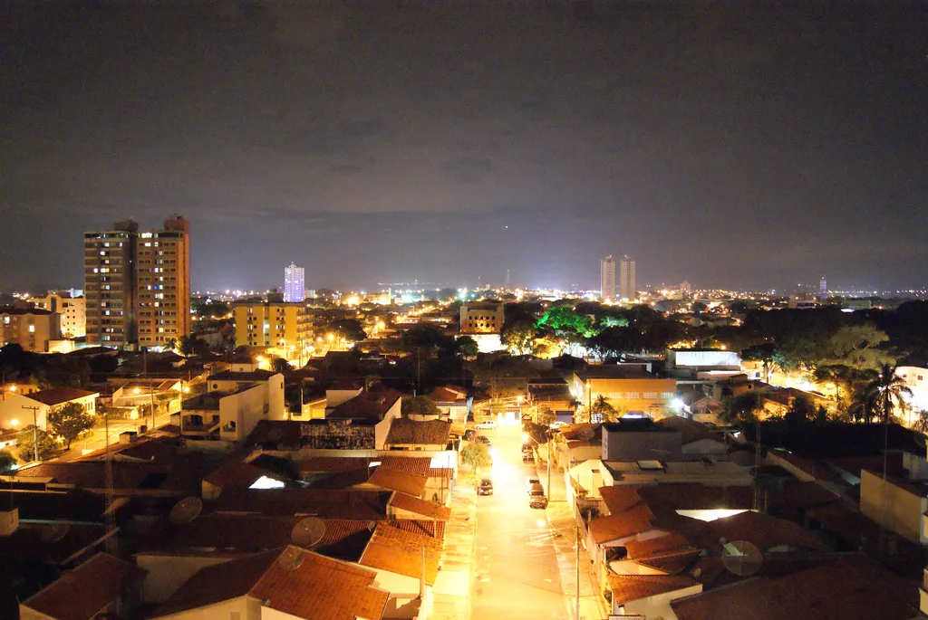 Partial nocturn view of Indaiatuba, São Paulo, Brazil.