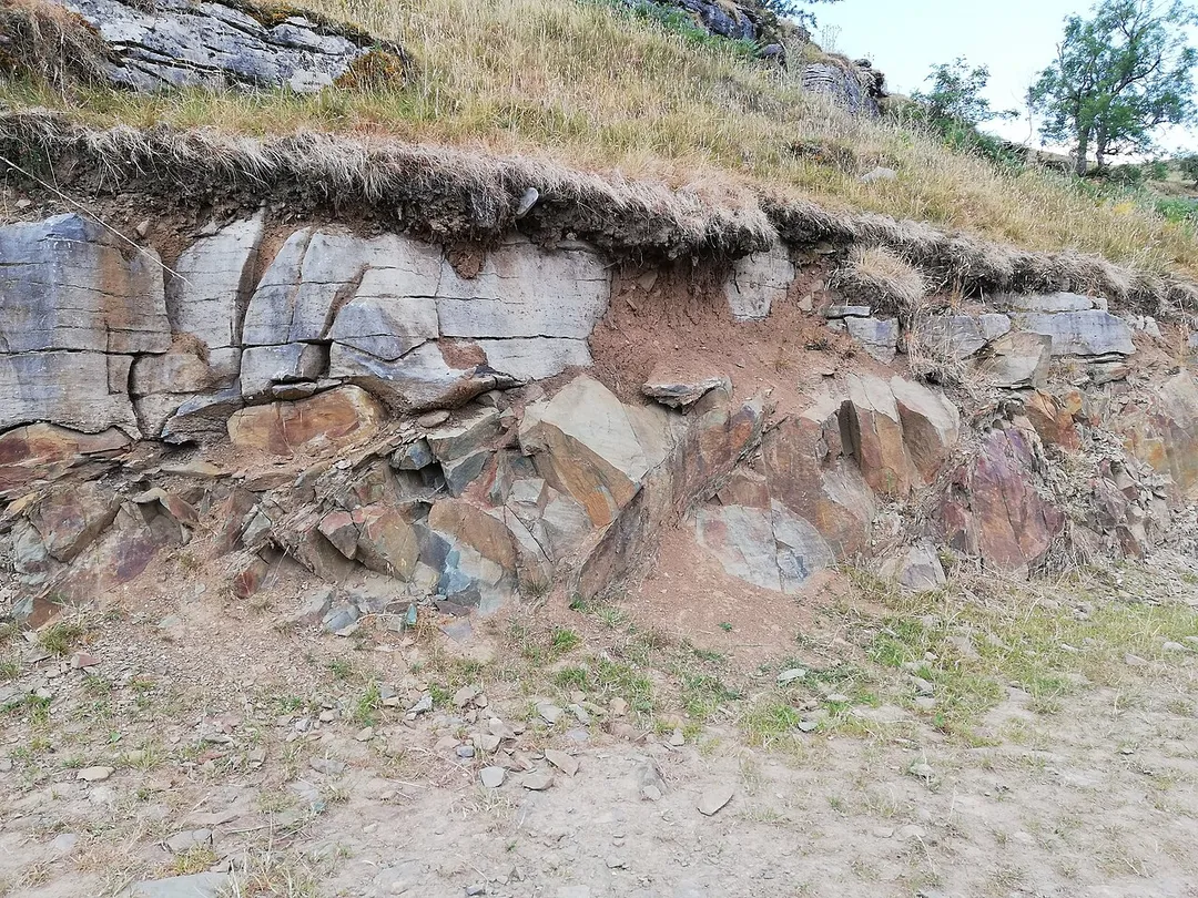 Angular unconformity near the River Twiss above Ingleton, North Yorkshire
