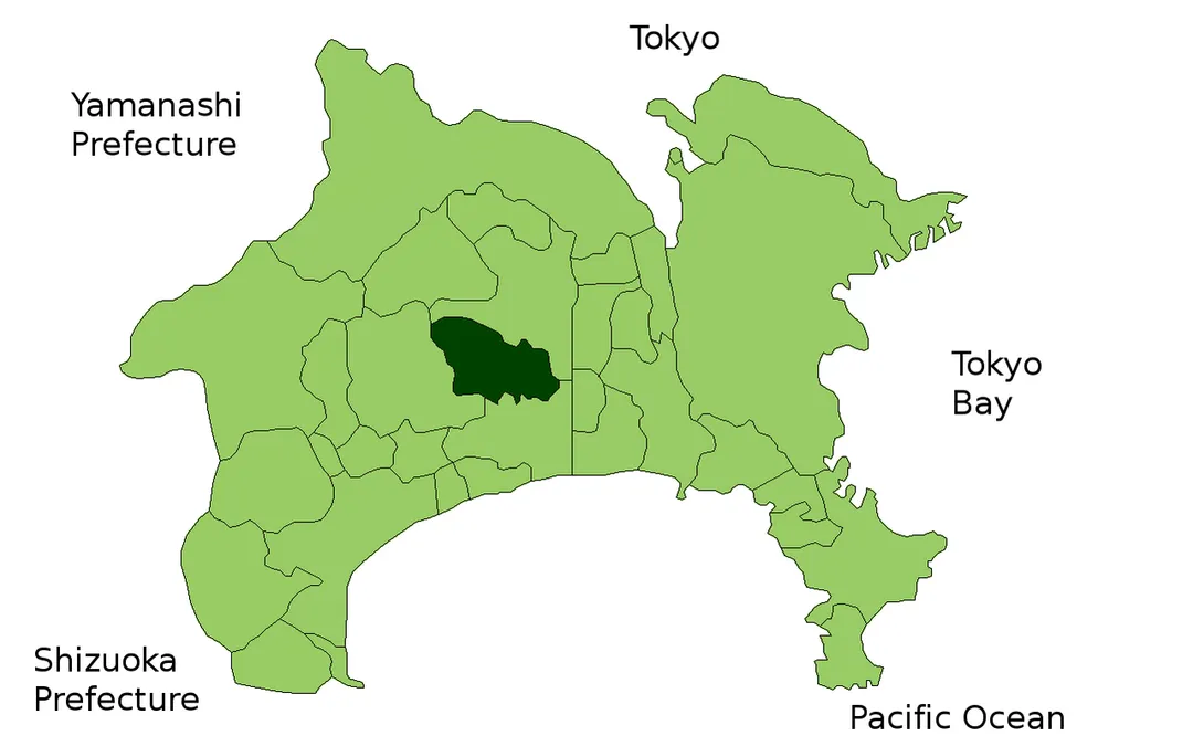 Location Map of Isehara in Kanagawa Prefecture, Japan